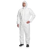 DuPont ProShield 20 | Schutzanzug mit Kapuze, Kategorie III, Typ 5 und 6 | Weiß | Größe L