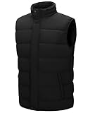 33,000ft Herren Steppweste Winterweste Warme Sportwesten für Männer Outdoor Weste Wasserbeständige Pufferweste mit 4 Taschen für Golf Wandern Reiten Freizeit Schwarz L
