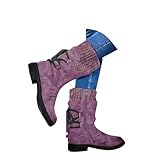 Memmyly Damenstiefel, warme Schuhe, Winter, flache Stiefeletten, Reiterstiefel, breite Stiefel, mittellang, seitlicher Reißverschluss, halbe Wade für Damen, Mode, Komfort, Stiefel, runder