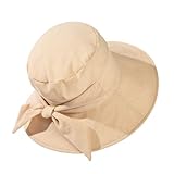 Comhats Sonnenhüte für Frauen mit breiter Krempe, UPF 50 UV-Sonnenschutz, faltbar, Sommer-Strandhut, Baumwolle/Leinen 69045#Khaki L