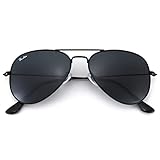 Pro Acme Sonnenbrille Herren Damen Klassische Pilotenbrille Glaslinse Fliegerbrille Unisex Piloten Sonnenbrille (Schwarz Rahmen/Grau Linse)