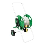 1/2 Zoll Schlauchwagen bis zu 50m, Gartenschlauch mit 2 Räder, Handwippe, Wasserschlauch für Garten & Bauernhof