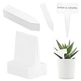 Pflanzenschilder, Plastik Pflanzenschilder zum beschriften, Wetterfest T-Form Beschriften Stecketiketten für Draussen，Garten Pflanzenmarker, Saatgut Beschriftungsschilder (100 Weiß - 2 Stil)