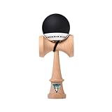 KROM Kendama POP Rubber Schwarz - aus zertifiziertem Buchenholz - Hohe Holzqualität - Für Anfänger und Profis - Pack : Ersatzschnur + Stickers