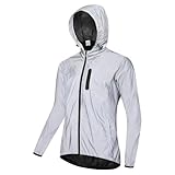 EFGETD Reflektierende Jacke Herren Wasserdicht Atmungsaktiv, Fahrrad Regenjacke Leicht Fahrradjacke Radjacke Wanderjacke Windjacke Laufjacke mit Kapuze(L)