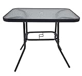 VCM Gartentisch aus Glas und Metall | Esstisch | Maße ca. H. 70 x B. 80 x T. 55 cm | Anthrazit | Balkontisch Gartenmöbel 80x55 Klarglas