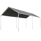 Outsunny Carport Vorzelt für Auto 6 x 3 m verzinkter Stahl Robustes Dach PE hohe Dichte grau