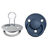 BIBS De Lux Schnuller 2er-Pack, BPA-frei, Kirschform Nippel. Silikon, Hergestellt in Dänemark. 0-36 Monate (2er Pack), Cloud/Steel Blue