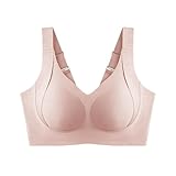 HUHAUST Damen BH Plus Größe, Komfort Shaper BH, Drahtlose Unterstützung BHs für ältere Frauen Aufzug Keine Halterung, new pink, 3XL