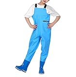 HWBZSZY Wathose für Kinder im Freien, Angeln, Jagd, leichte und atmungsaktive Wathose mit verstellbarem Schultergurt, wasserdichtes Nylon/PVC, Angelhose für Jungen und Mädchen
