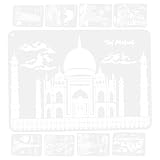 DEARMAMY 9 Blätter Wiederverwendbare Pet malerschablonen mit Feinen Architektur Stadtmotiven für Bastelprojekte Wandgestaltung Airbrush und DIY zeichenvorlagen Flexibel Langlebig und