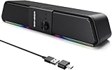 SENZER CS20 Pc Lautsprecher USB Powered Bluetooth Flowing LED Gaming Soundbar Lautsprecher für Laptop Desktop Monitor(Nicht 3,5mm Jack)
