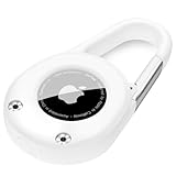 AirTag Hülle mit Karabiner, Sichere Halterung Schutzhülle für Air Tag mit Kratzfestigkeit Zubehör (Weiß)