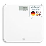 ADE Sprechende Personenwaage digital Deutsch | bis 250kg | Körperwaage mit Sprachausgabe in 5 Sprachen | sehr großes Display | ideal für Blinde, Sehbehinderte und Senioren