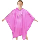 EIYVPRA Kinder Regenponcho Wasserdicht, Wiederverwendbar EVA Kinder Regenmantel mit Kapuze Knöpfen für Mädchen Jungen, Regenponcho Kinder Schulranzen, für Schule Wandern Radfahren Camping (Rosa)