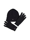 Tommy Hilfiger Herren Geschenk-Set Flag Pima Cotton Strickmütze & Handschuhe, Schwarz (Black), Einheitsgröße