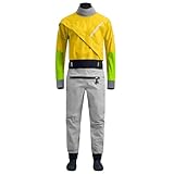 WYWY Trockenanzug, Frontreißverschluss-Design, geeignet zum Segeln, Kajakfahren, Paddeln, Knie- und Hüftverstärkung, wasserdicht und atmungsaktiv(Gelb,XXL)