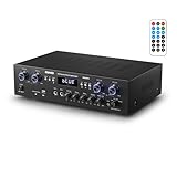 Audio Leistungsverstärker Bluetooth 5.0, Donner 440W Audio Verstärker 4 Kanal, Stereo Receiver mit USB, SD, FM, 2 Mikrofoneingang Echo, RCA, LED, für Studio, Heimkino, MAMP5