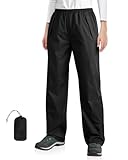 33,000ft Damen Regenhose Wasserdichte Fahrrad Überziehhose Reflektierende Winddichte Leichte Outdoorhose zum Golf Wandern Angeln Schwarz 40