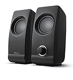 Trust Remo 2.0 PC Lautsprecher Boxen 16 W (8 W RMS), 3,5 mm Audioanschluss, Stromversorgung über USB, Kompaktes Soundsystem, Stereo Lautsprecherset für Computer, Laptop – Schwarz