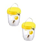 2er Set Wespenfallen für draußen 9x11.8cm - Lebend Fallen zum Aufhängen gegen Wespen, Bienen, Hornissen - Hornissenfalle Bienenfalle Fliegenfalle - für natürlichen Lockstoff (Gelbx2)