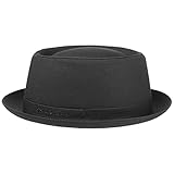 Stetson Athens Cotton Porkpie Hut Damen/Herren - Stoffhut aus Baumwolle - Pork Pie Made in Italy - Sommer/Winter - Herrenhut mit Innenfutter - schwarz 54 cm