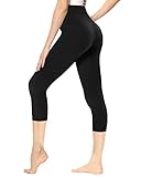 Gayhay Capri Leggings Damen 7/8 für Sport, 3/4 Sporthose High Waist Leggins für Gym Yoga (Schwarz,L-XL)