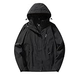 Generisch 2026 übergangsjacke Herren Outdoor Bergsteigen Sport Freizeit Mode Lose Hardshell Jacke (Black, L)
