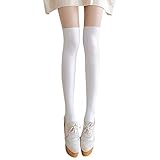 Strumpfhosen Bodenstrumpf Frauen Socken Strumpfhosen High Velvet Silk Oberschenkelstrümpfe -Hook Stitching Strumpfhosen Strumpfhalter Damen Rot (White, One Size)