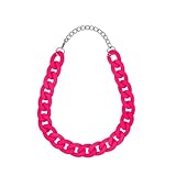 Soul-Cats Statement Kette Halskette bunt riesig oversized Panzerkette Gliederkette Vintage, Farbe:neonpink
