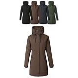 Covalliero - Damen Parka | Reitjacke mit Reitschlitz | warme Übergangsjacke mit hohem Kragen & 5 Taschen | wasserabweisende Winterjacke | Reitbekleidung in Coffee | Größe XL