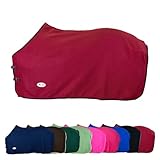 RL24 - Abschwitzdecke Basicline – Pferdedecke mit Schweifkordel, Widerristpolster & Metallverschluss – atmungsaktive Fleecedecke – Pferde Zubehör – Transportdecke in Weinrot – 135cm