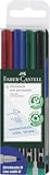 FABER-CASTELL 152604 - Marker Multimark, non-permanent, Stärke M, 4 Stück in Etui, je 1x rot, blau, grün, schwarz