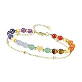 Zxfdsfdbnm Zarter zweilagiger Herz Kugel Armreif, Naturstein Schmuck, veränderbare Kette, zartes Geschenk für ihren Alltag, Naturstein Charm Armreif