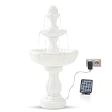 Bloomida Solarbrunnen für Draussen Springbrunnen mit LED I Balkon/Gartenbrunnen Solar Zierbrunnen, Vogeltränke Innen & Außen I Outdoor Kaskaden Brunnen Wasserbrunnen Garten