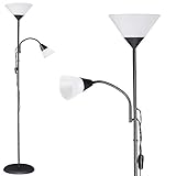 Monzana Stehlampe 175 cm Schwarz Verstellbar Stehleuchte Standleuchte Lampe Deckenfluter Fluter Deckenstrahler Leselampe