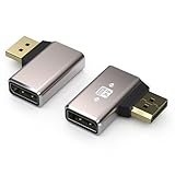 VMOJO 2er-Pack DisplayPort-Koppler-Adapter, Legierungsgehäuse, 8K UHD HDR Displayport (DP) 1,4, 90-Grad-Linkswinkel-Stecker auf Buchse, Extender-Verlängerungsstecker-Konverter 8K@60Hz/4K@144Hz