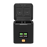 Aumotop -Batterie-Ladekoffer für NP-W126 NP-W126S-Batterien, 2-Slot-Akku-Ladegerät mit Kartenschlitzen OLED-Bildschirm PD Fast Ladebox, Kompatibel mit X100vi X100V Xs10 XT30 XT30 II