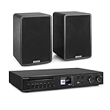 Fenton HiFi Stereoanlage 200 W - CD-Player, Bluetooth & Spotify Connect, DAB+/FM & Internetradio, USB, AUX, Toslink Anschluss, 2× 6,5' Regallautsprecher, Fernbedienung, 2,8' TFT Display, HiFi-Sound