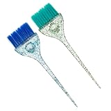 LALADEFIEE 2 Stück Teiliges Haarfärbekamm Flexibler Haarfärbepinsel mit Steifen Borsten Gleichmäßige Farbanwendung Geeignet für DIY Friseursalon Strähnchen und Haarkur Blau und Grün