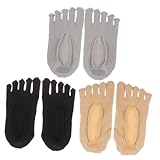 CALLARON 3 Paare Unsichtbare Damen Zehensocken Atmungsaktive Elastische Nylon Füßlinge mit Zehenbewegung Rutschfest Niedrig Geschnitten und Strapazierfähig für Sommer