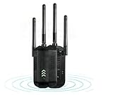 Nuetsa WiFi Extender - 300Mbps WiFi Repeater, 2.4GHz Dual Band, 4 Antennen, Anti-Interferenz, Einfache Einrichtung, Schwarz