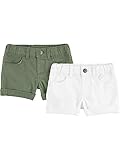 Simple Joys by Carter's Mädchen Jeansshorts, Olivgrün/Weiß, 4 Jahre