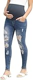 Maacie Umstandsjeans Damen Skinny Jeans Slim Und Schlank Navy Blau M