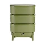 Wurmkomposter kaufen, Klein & Indoor, Wurmkiste für Balkon & Garten, Starterset + Zubehör (Mit Würmer + Zusatzetage, Grün)