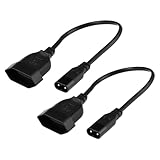 EMSea 2Pcs IEC320 C8 Stecker Europäischen Power Verlängerung Kabel 25cm CEE7/16R für Laptop Drucker TV