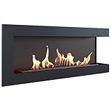 KRATKI TÜV Eck-biokamin 1200x280 mm Wandkamin Ethanol Biokamin Dekokamin schwarz