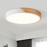 Qamra Deckenlampe, LED Deckenleuchte 30cm, Wohnzimmerlampe Weiß, Moderne Lampe Holz für Wohnzimmer Schlafzimmer Küche Flur 4000K