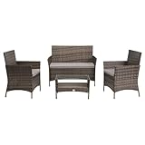 SVITA Brooklyn Gartenmöbel Poly Rattan Sitzgruppe Essgruppe Set Sofa-Garnitur Lounge Braun