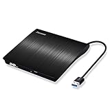 Pecosso Externe CD/DVD Laufwerk USB 3.0, Portable Slim ,RW Brenner für alle Laptops/Desktop; PC unter Windows 7/8/10 und Mac OS für Apple MacBook, MacBook Pro, MacbookAir, iMac(Schwarz)